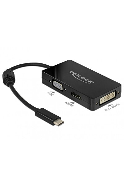 DELOCK Adaptor USB-C la VGA / HDMI / DVI T-M Negru, 63925