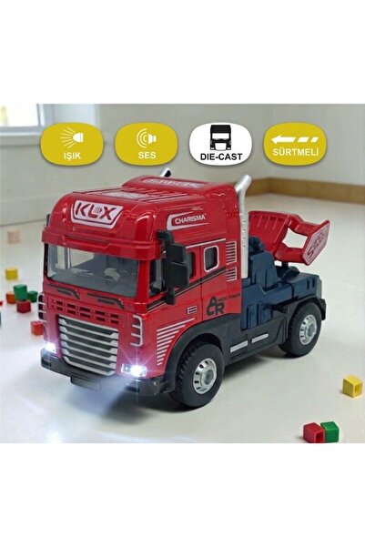 ARAD PRO Die-Cast Metal Işıklı ve Sesli Sürtmeli Oyuncak Tır Çekici (Tır Kafa...