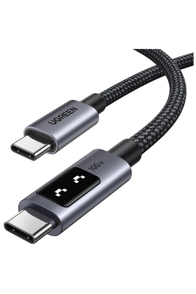 Ugreen Cablu Uno USB-C la USB-C 100W, Alimentare Super Rapidă, Afișaj LED, 1m...