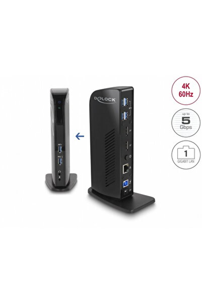 DELOCK Stație de andocare Dual DisplayPort 4K / USB 3.2 / LAN / Audio (Displa...