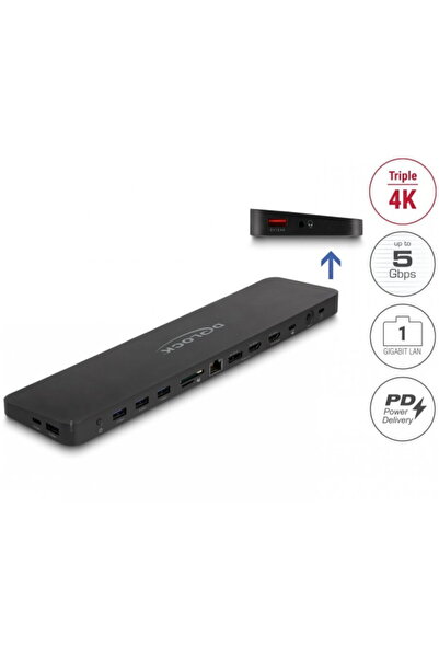DELOCK Stație de andocare DisplayLink USB tip C la DisplayPort/2xHDMI/5xUSB-A...