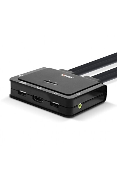 LİNDY Comutator KVM 2 porturi HDMI 4K60Hz, USB Tip C, USB 2.0 și Audio, L42347