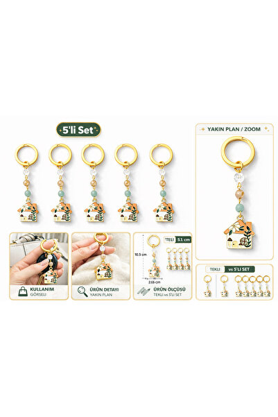 Sunshe Atelier Manifest Ev Doğaltaş 5 Pieces Keychain/Bag Ornament (Citrine-N...