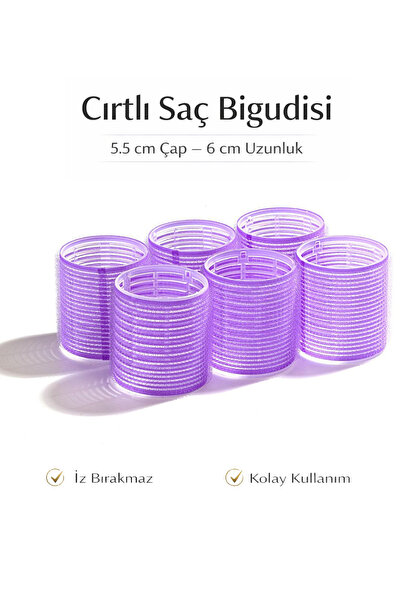 Gold Beauty Mega Boy Bigudi 6lı Cırtlı - Yapışkanlı Saç Bigudisi - Isısız Saç...