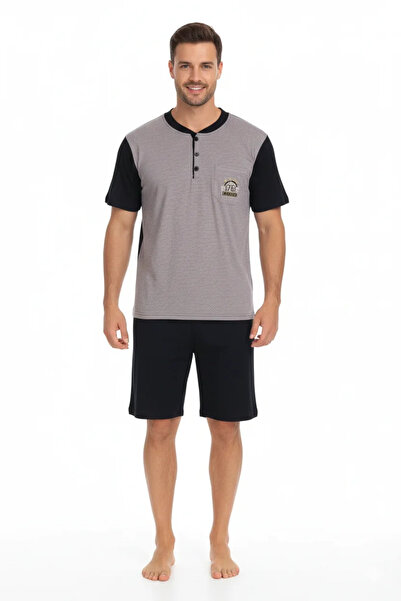 lindros Men's cotton pajamas, short sleeves and shorts - pink color