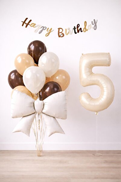 Patladı Gitti Krem Fiyonk 5 Yaş Doğum Günü Balon Seti