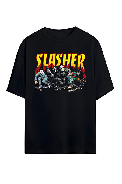 STİL-X The Slashers Printed Unisex 100% Cotton Oversize T-Shirt