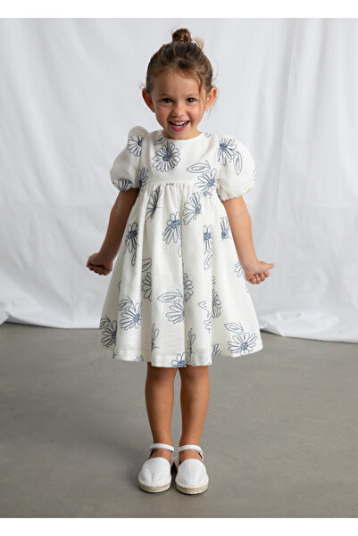 MAYORAL Embroidered Dress for Ages 4-10 - Cream