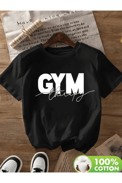 one button Tricou supradimensionat premium cu imprimeu special Gym Therapy