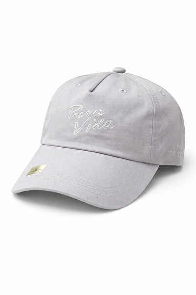 ZERAMİNE Gray Unisex Embroidered Baseball Cap with Pura Vida Lettering and Ad...