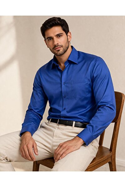 CLASSİCS MEN Parletti Μακρυμάνικο Κλασικό Ανδρικό Βαμβακερό Σατέν Πουκάμισο 7606