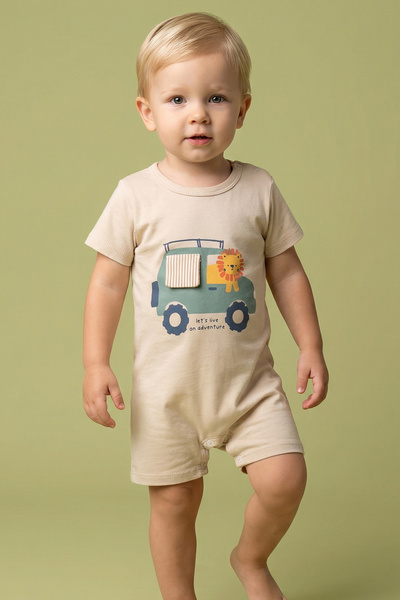 Tuabella 100% Cotton Baby Boy Patterned Summer Short Jumpsuit