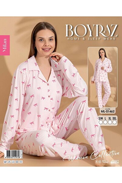 ELAN WEAR Boyraz Milan Pajama Set with Ribbon Pattern