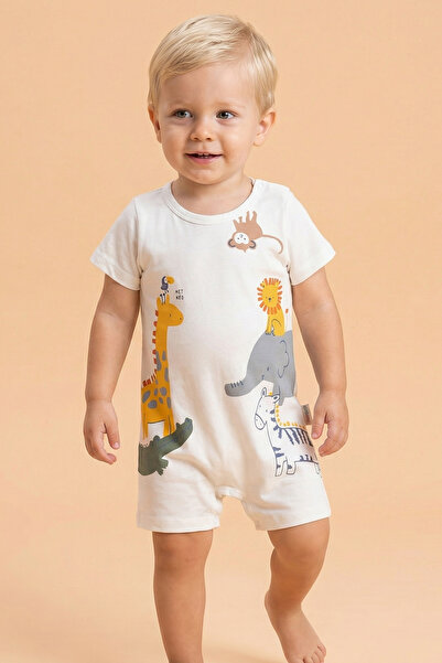 Tuabella 100% Cotton Baby Boy Patterned Summer Short Jumpsuit