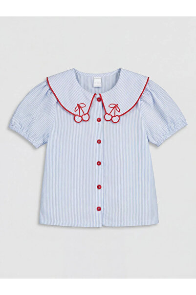 LC Waikiki LCW Kids Mavi Bebe Yaka Kız Çocuk Gömlek