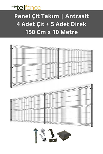 Telfence Panel Çit Takımı 10 Metre ( 4 Çit + 5 Direk ) Avantaj Paketi Bahçe Ç...