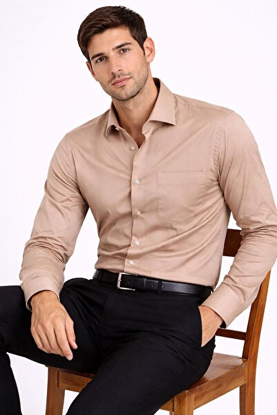 CLASSİCS MEN Parletti Μακρυμάνικο Κλασικό Ανδρικό Βαμβακερό Σατέν Πουκάμισο 7606