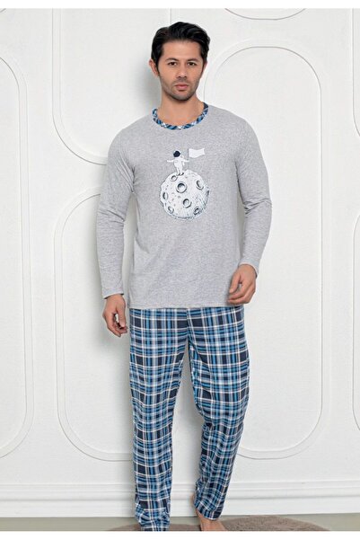 Serena Men's Pajamas, Long Sleeves and Matching Long Pants, Astronaut Print, ...