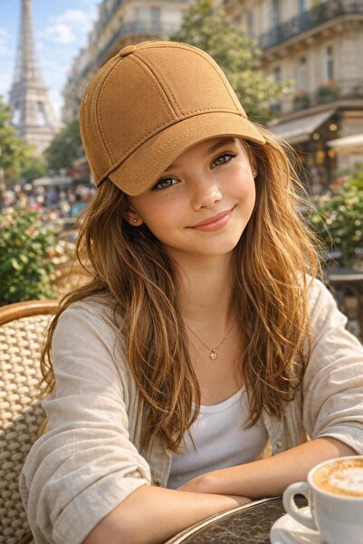 BALIENTE Șapcă ajustabilă din bumbac camel pentru fete