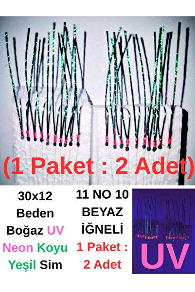 handanca Çapari İstavrit Çaparisi 30x12 Beden Boğaz Uv Neon Koyu Yeşil Sim, 1...