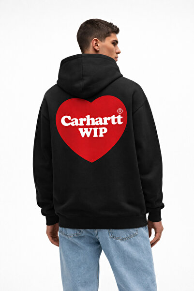 CAMBLYS Unisex Carhart Front Heart Back Logo Printed Oversize 100% Cotton Bre...