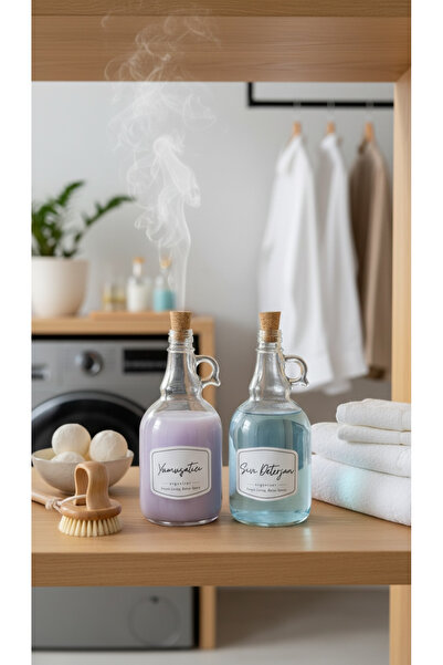 zezedesing Γυάλινο μπουκάλι υγρού απορρυπαντικού και μαλακτικού υφασμάτων 100...