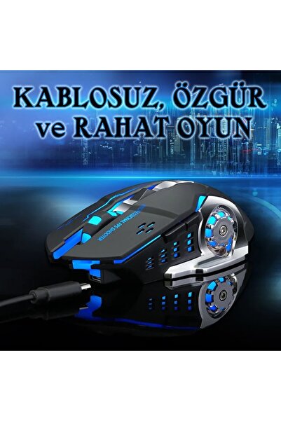 UpWay Kablosuz Sessiz RGB LED Işıklı Şarjlı Ergonomik 2400DPI Gaming Mouse Siyah