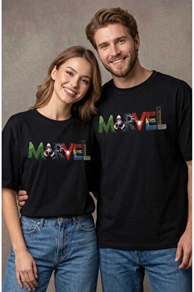 LiyAdaCo Tricou negru oversize cu imprimeu Marvel pentru bărbați, unisex