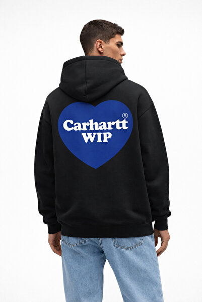 CAMBLYS Unisex Carhart Front Heart Back Logo Printed Oversize 100% Cotton Bre...