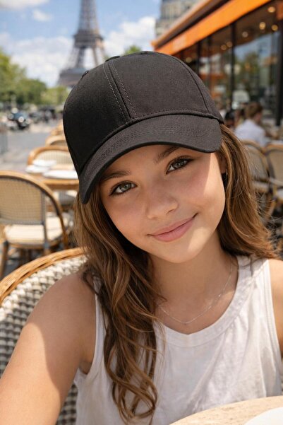 BALIENTE Șapcă ajustabilă din bumbac negru pentru fete
