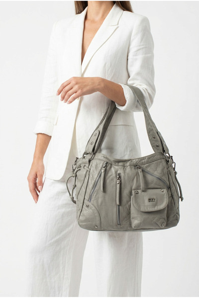 Çanta Trend 571 Collections Women's Multi-Compartment Soft Leather Look Bag