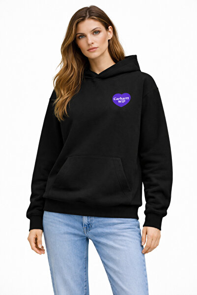 CAMBLYS Unisex Carhart Front Heart Logo Printed Oversize 100% Cotton Breathab...