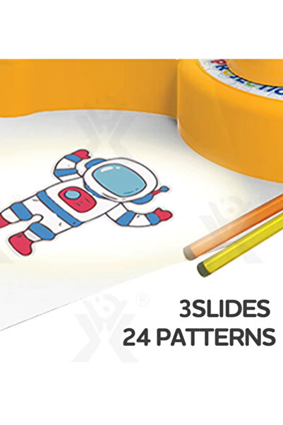 DAT Kids Drawing Projector Table with 24 Patterns & Flexible Adjustment, Bus Design, Ages 3+, Yellow