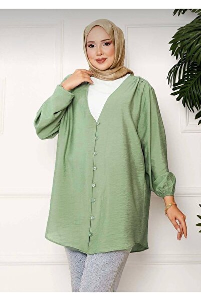 KEVRA V-Neck Buttoned Aerobin Tunic