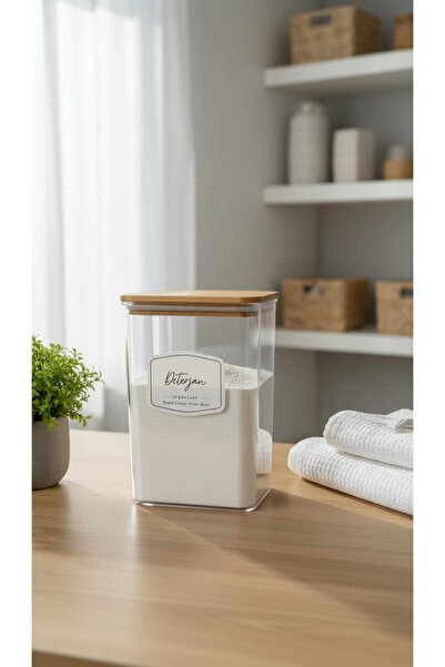 zezedesing Βάζο Οργανωτής Απορρυπαντικών με Ξύλινο Καπάκι 2000 ML