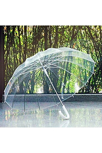 Primo مظلة شفافة نصف أوتوماتيكية بمقبض طويل