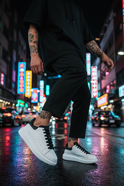 dehaine Men's Sneakers - Unisex, Casual, Vip, 222, white with black laces, fa...