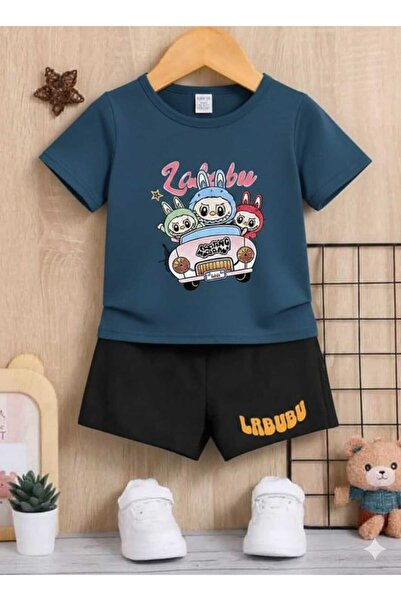 Nice Clothes تي شيرت صيفي للأطفال شورت يونيسكس (طباعة سيارة لابوبو)