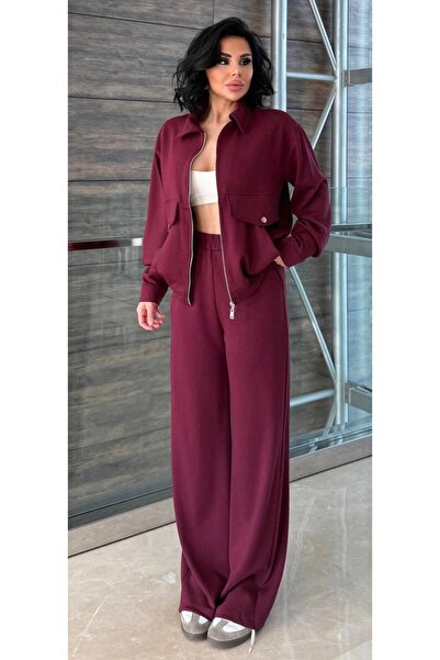 EGZOTİK ASORTİK Collared Double Pocket Detailed Casual Tracksuit Set