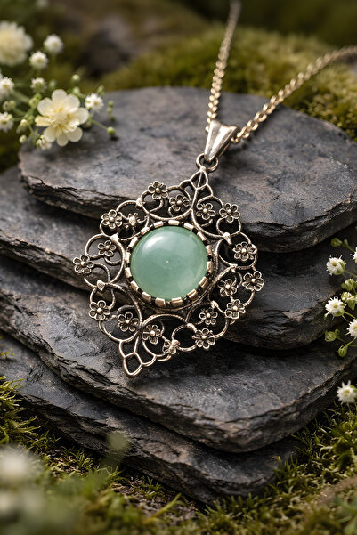 NBS Beautiful Naturel Stones Copper Aventurine Necklace Handcrafted with Qual...