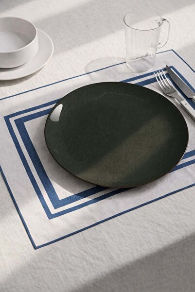 dekomall home & living Overlok Detail 6-Piece American Service Set Blue -Asrv...