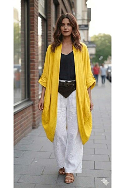 EREN STYLE Bohomiyan Italian Pocketed Linen Kaftan & Cap (110.cm)