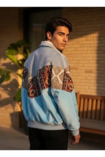 CANMODA (7892) Recien Unisex Fur Collar Vintage Aztec Jacket Oversize 90S Coa...