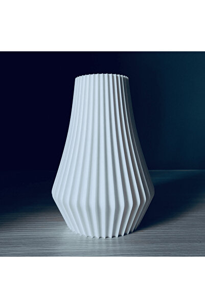 OEM White decorative vase with striped design, 18 cm, modern minimalist style