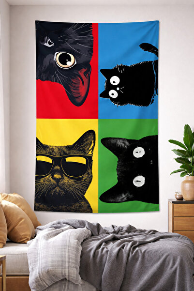 Vagonik غطاء جداري على شكل قطة، نسيج عالي الجودة