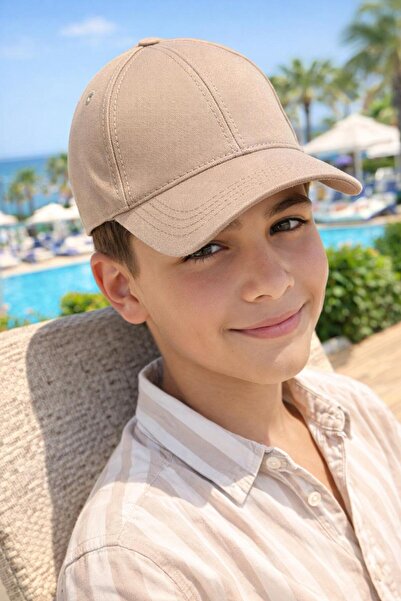 MARBERRY Șapcă ajustabilă din bumbac bej pentru băieți