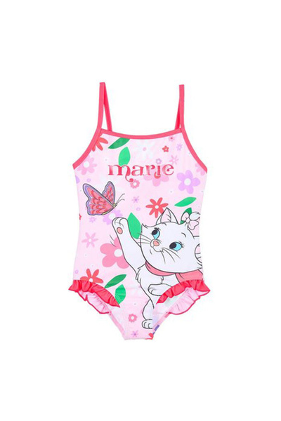 Marie Cat Full Disney Flowers Bathing Suit Pink
