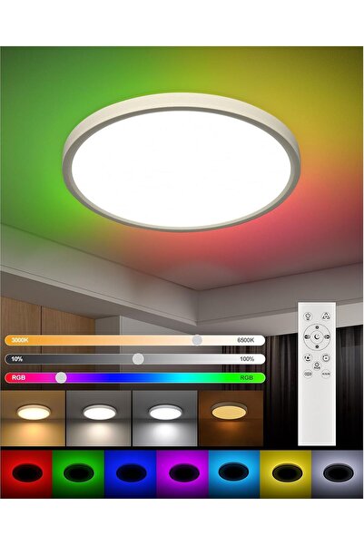 Dotail Plafonieră LED DetarZinLED, 24W, RGB, telecomandă, lumină reglabilă 30...