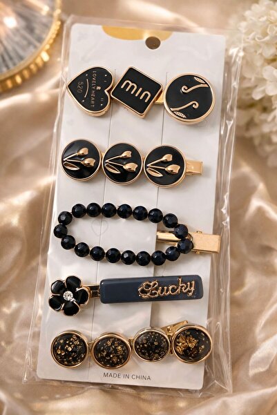 Accessories مجموعة مشابك الشعر هيي ميدنايت لوكس الذهبية