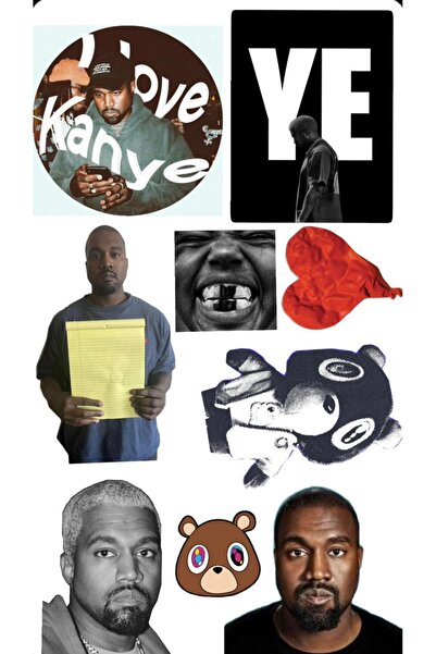 Limitless Design ملصق كولاج كاني ويست مقاس 22x30 سم - ديكور حائط بسيط من YE